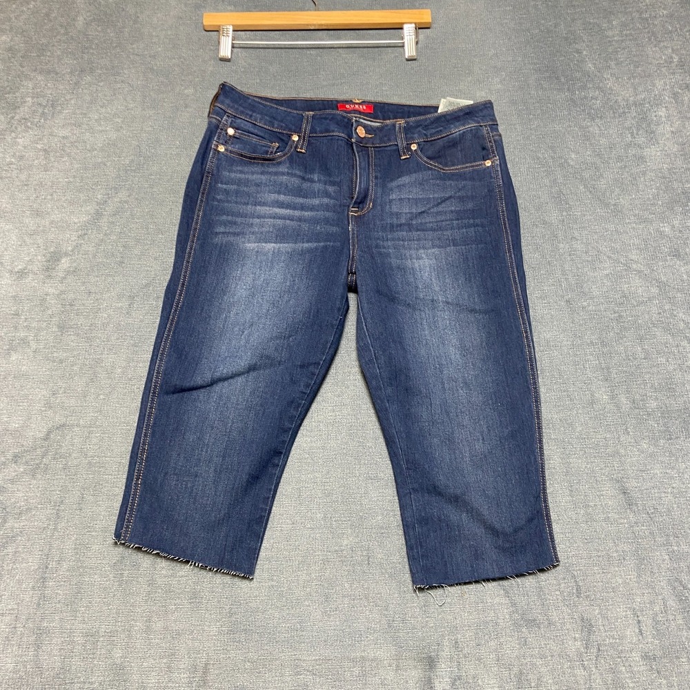 Guess Capri Jeans Womens 31 Blue Denim Cotton Stretch Relaxed Fit Straight Leg